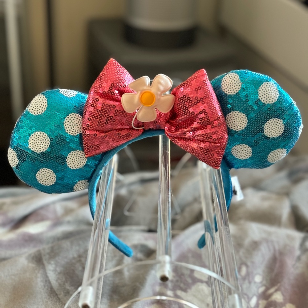 Disney Sequin Polka Dot ears with flower